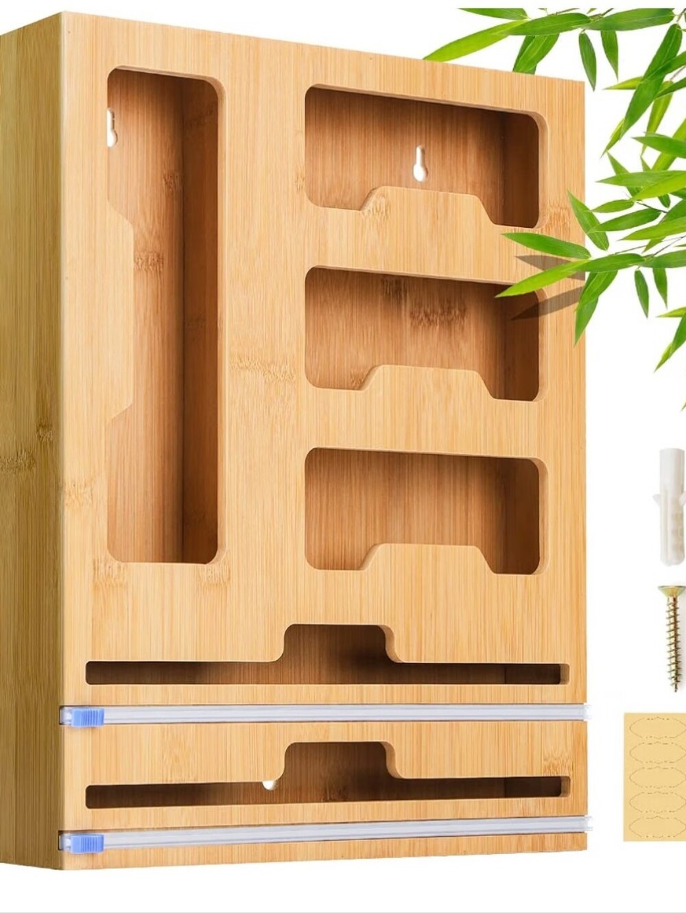 NWOT, Bamboo Wall Mounted Home Organizer - Natural Bamboo